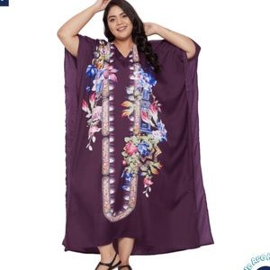 New Gypsy Blue maxi caftan purple floral one size